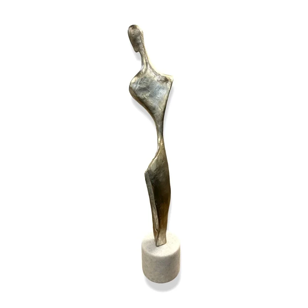 $340 Global Views Silver Iron Silhouette Decorative Centerpiece Sculpture